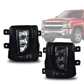 G-PLUS LED Fog Light Compatible With 2016-2018 Chevy Silverado 1500,Bumper Lamps Driving Fog Lamps w/Switch (Smoky lens)