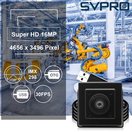 Svpro 16MP USB Camera Wide Angle 120 Degree Distortion-Free Webcam for Computer Laptop, Embedded Video Camera with Metal Housing IMX298 Machine Vision USB2.0 Industrial Camera for 3D Printer