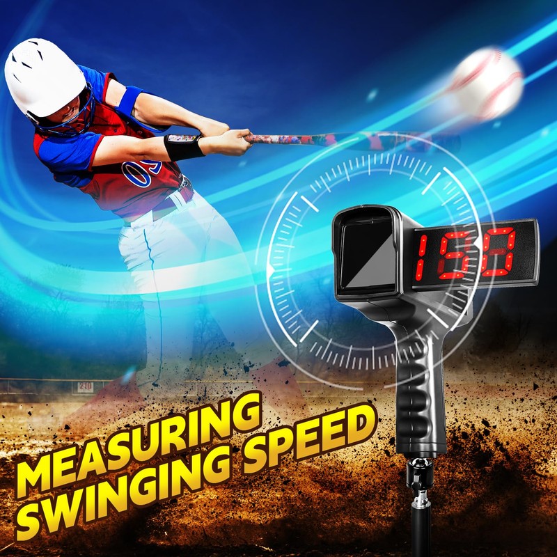 FITPLAY Baseball Radar Gun with Tripod, LED+LCD Large Display,Handheld Or