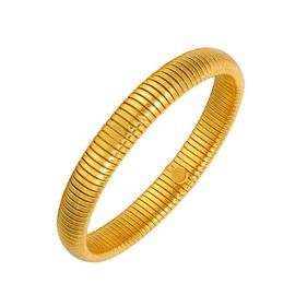 Eigso 10 mm Gold Plated Chunky Bangle Bracelet for Women Men Vintage Fashion Wide Bracelet Bracelets for Women Men, Stainless Steel, No gemstone