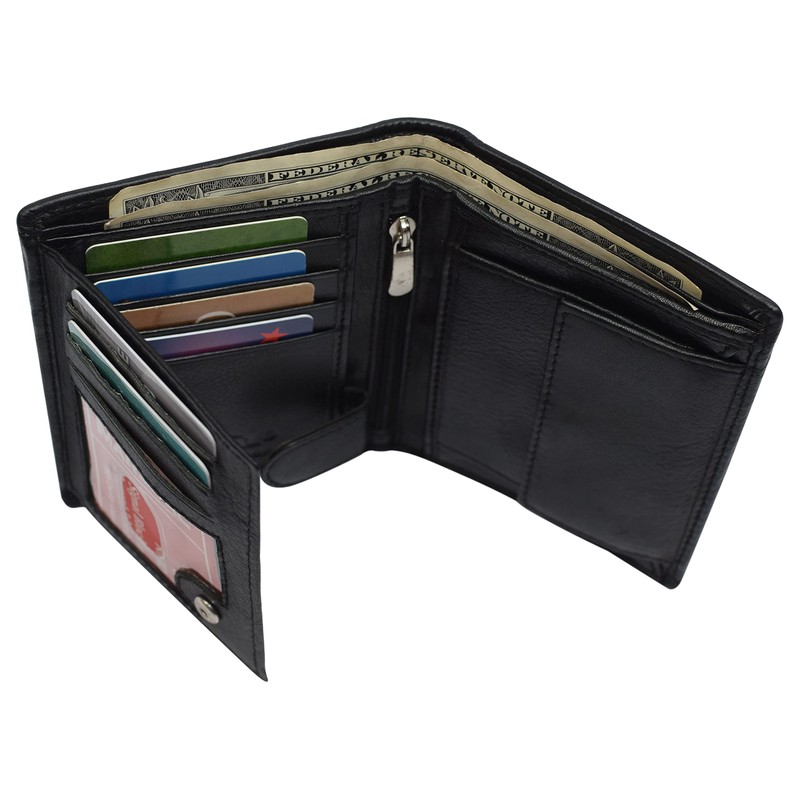 MARSHAL Genuine Leather RFID Signal Blocking Wallets For Men -
