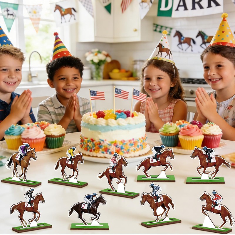 9 Pcs Derby Decor for Table Horse Racing Wooden Table