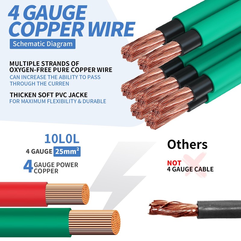 10L0L Heavy Duty 48V Golf Cart Battery Cables - Compatible