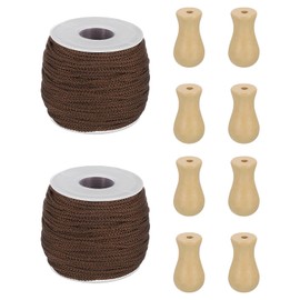 sourcing map 2 Roll Braided Lift Shade Cord, 1.8 mm 55 Yards/Roll Nylon Cord String with 8Pcs Wood Blind Pull Cord Knobs for Roman Blind Shade Rollers Repair Curtain Craft DIY (Wood)