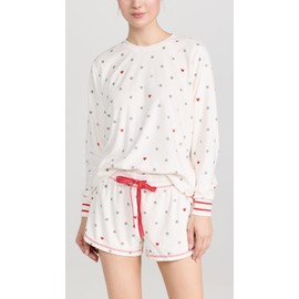 PJ Salvage Women's Loungewear Forever Festive Long Sleeve Top, Ivory, S