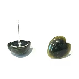 Sterling CONNEMARA MARBLE .925 STERLING SETTING  HEART SHAPED STUD EARRINGS 3/8"  #C121