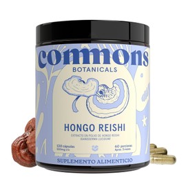 Commons Hongo Reishi 120 Cápsulas - Hongos Adaptógenos - Apoyo del Sueño - Energizante y Antioxidante - Suplemento de Alta Calidad - 100% Orgánico - Más de 5 Meses de Suministro