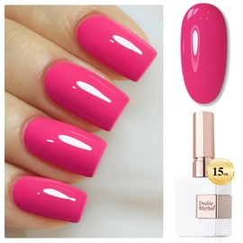 Double Rhythm Gel Polish 15ML Jelly Sheer Pastel Light Milky Color Pearl White Bottle 1 PC 0.5 OZ Full Size Nail Art Salon at Home (Pink Purple-D1471)