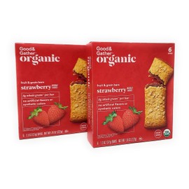 Organic Strawberry Fruit & Grain Bars | 8 g Whole Grain Per Bar | No Artificial Flavors or Synthetic Colors | NON GMO | USDA Organic | 6-1.3oz Bars | 7.8oz/222g (Pack of 2)