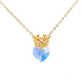 Tutti Joyeria - Collar de Princesas con Corona y Cristal Austriaco - Princess Crown Necklace with Austrian Crystal Heart - Collar Princesa - Princess necklace (C. Cenicienta)