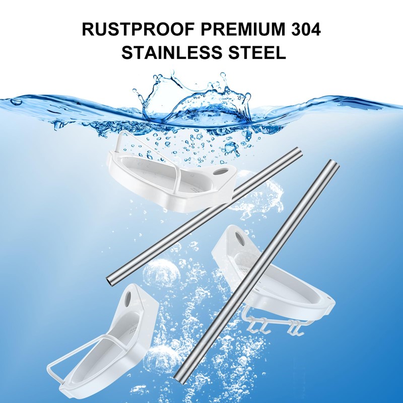 HAMITOR Corner Shower Caddy Tension Pole: Adjustable Stainless Steel Shower