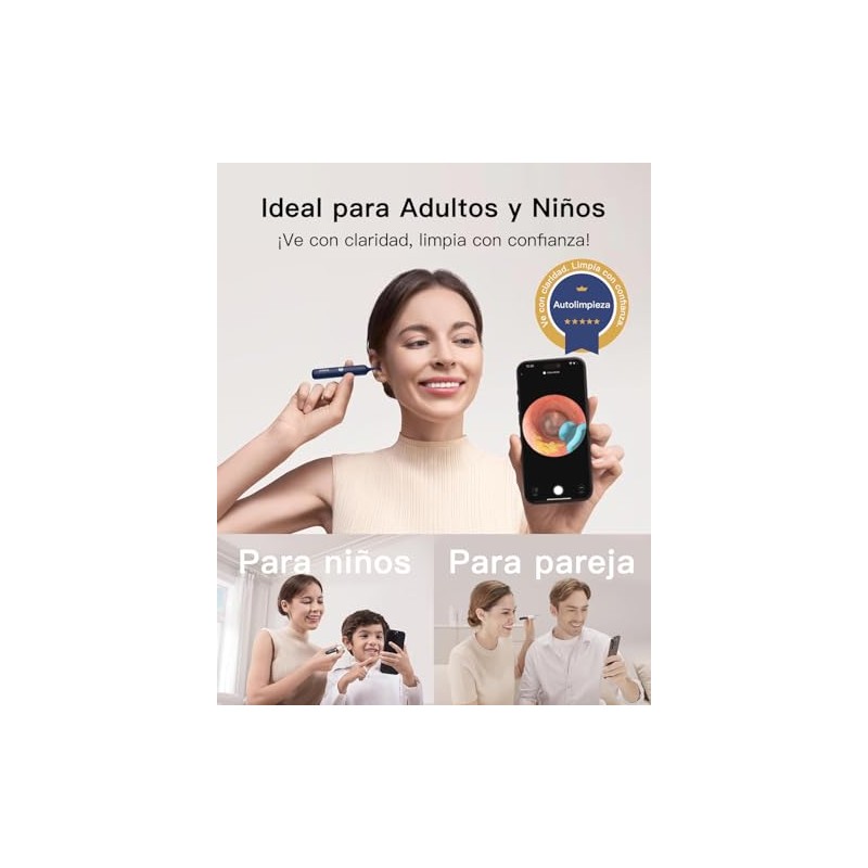 Bebird Limpiador de Oídos con Otoscopio Digital HD, Cámara Flexible,