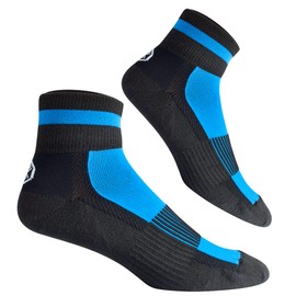 AERO|TECH|DESIGNS | Coolmax Athletic Socks | Quarter Crew | Unisex Adult | Blue/Black | Medium