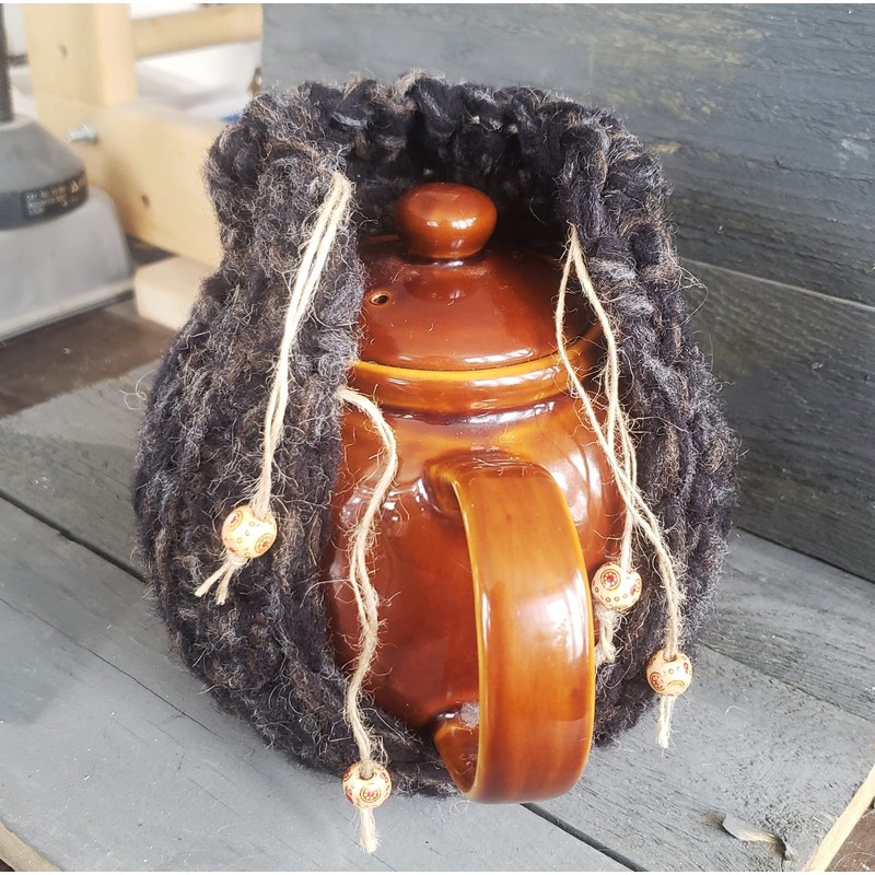 Teapot Cozy, Insulating Wool Cover - Natural Knit Tea Pot