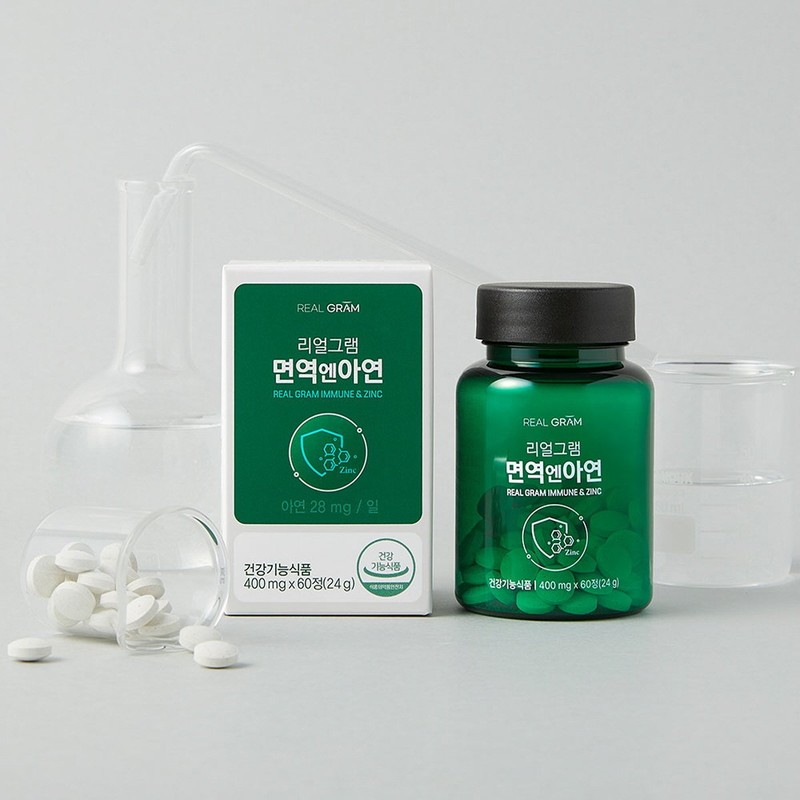 Realgram [리얼그램] (2개월분) 면역엔 아연 고함량 400mg x 60정 (24g)