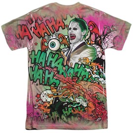 Popfunk Suicide Squad Joker Psychedelic Cartoon Unisex Adult Sublimated Costume T-Shirt (Front/Back), Small Multicolor
