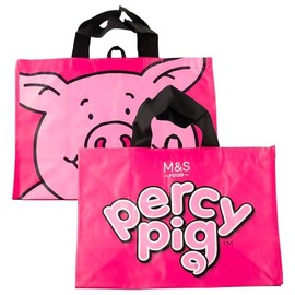 M&S Percy Pig™ Pink Large Shopping Tote Bags, Reversible, 44x34x23cm - Set of 2