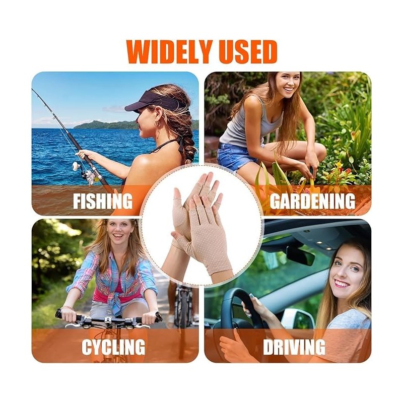 Women Sunblock-Fingerless Gloves UV-Sun-Protection Driving Non-Slip Gloves