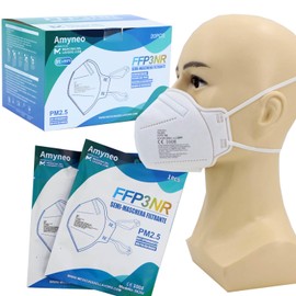 20 FFP3 Mouth and Nose Protection Mask with EC Certification, 5-Layer Mask without Valve, Dust and Particulate Protection Mask, Medical Protective Mask with High BFE Filter Efficiency ≥ 99, 20