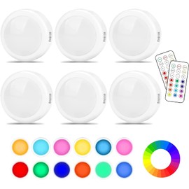 Puck Lights, Cadrim 13 Colors Changeable LED Puck Lightings, LED Lights for Bedroom, Under Cabinet Lights, Under Cabinet Lighting with 2 Wireless Remote Controls for Kitchen(6 Pack)