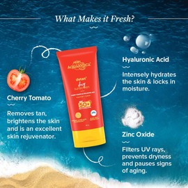 Aqualogica Detan+ Dewy Sunscreen with Cherry Tomato & Hyaluronic Acid with SPF 50 & PA++++ - 80g
