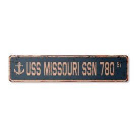 USS Missouri SSN 780 Vintage Plastic Street Sign us Navy Ship Veteran Sailor Gift | Indoor/Outdoor | 18" Wide