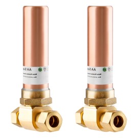 AquaNeurk 2Pcs Copper Water Hammer Arrestor,3/8 Inch OD Compression x 3/8 Inch Female OD Comp Tee Hammer Arrestor For Dish washer,Faucet,Toilet Application,Reduce Banging Noise