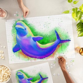 Lantern Press 1000 Piece Jigsaw Puzzle, Beluga Whale, Vivid Colors