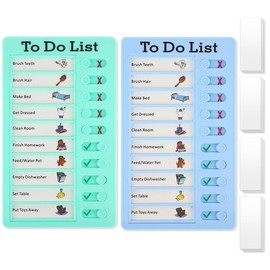 2 Pcs Chore Chart For Kids Reusable Sliding Chore Chart Reusable to Do List Memo Checklist Board with 20 Blank Cardstocks for Efficient Task Management and Planning (Blue+Green)