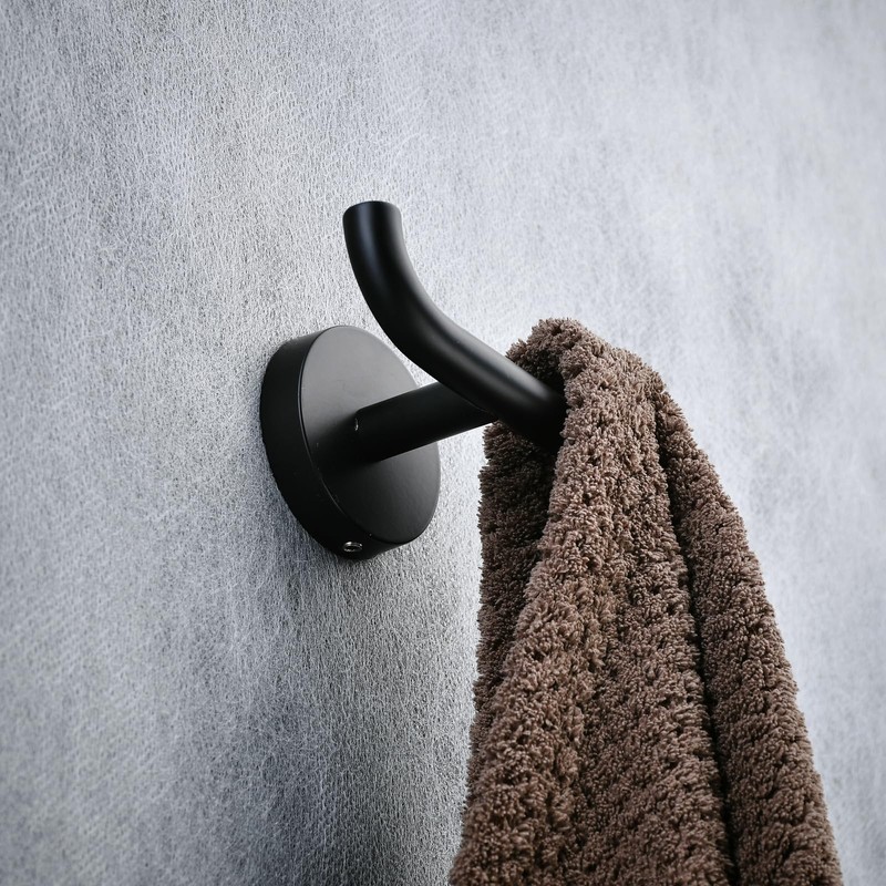 Gudetap Black Hook and Towel Hook Set, Bathroom Towel Hooks,