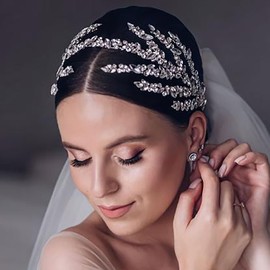 Jovbridsea Handmade Wedding Headbands Rhinestone Bridal Headpieces for Wedding Accessories (TS-852, sliver)