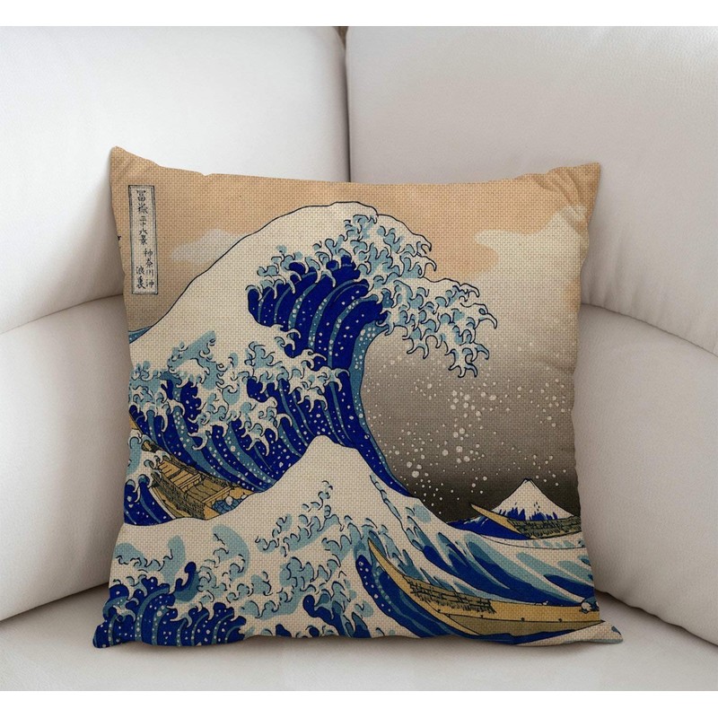 Swono Hokusai The Great Wave Throw Pillow Case Cushion Cover
