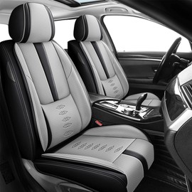 Cscevt Premium Leather Seat Covers for Infiniti G37 2008-2013,Premium Car Seat Covers Front Set,Waterproof Car Seat Protectors with Airbag,Comfort Interior Cover Seats for Cars(Black+Grey)