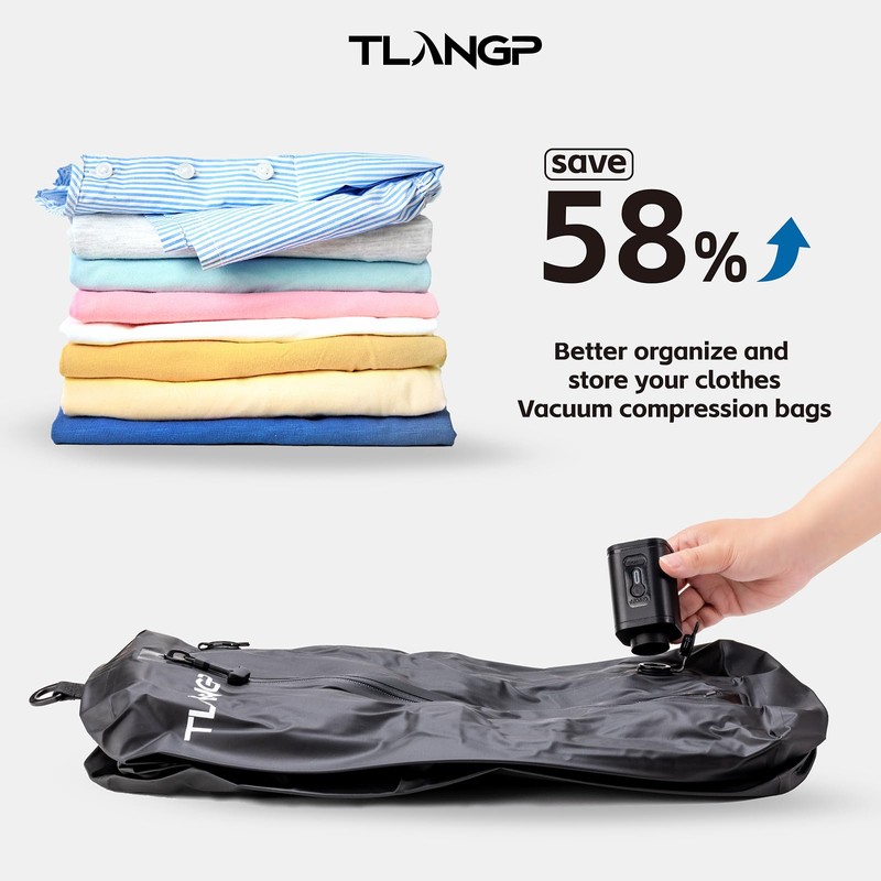 TLANGP Travel Vacuum Bags, with Pump, Suitable for Carry-On Luggage