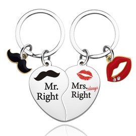 Couple Keychain Mr. Right Mrs. Always Right Gifts Wife Husband Couple Charms Wedding Shower Anniversary Day Gifts For Couple Jewelry(2Pcs)