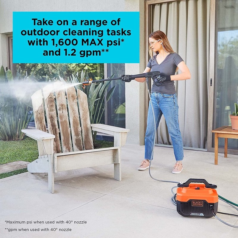BLACK+DECKER Electric Cold Water Pressure Washer (1,600 Max PSI)- BEPW1600