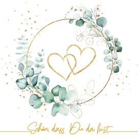 20 Napkins Hearts Around Eucalyptus White | Wedding | Marriage | Love | Schön dass Du da bist | Craft | Decoupage | Decoupage | Decoupage | Table Decoration | 33 x 33 cm