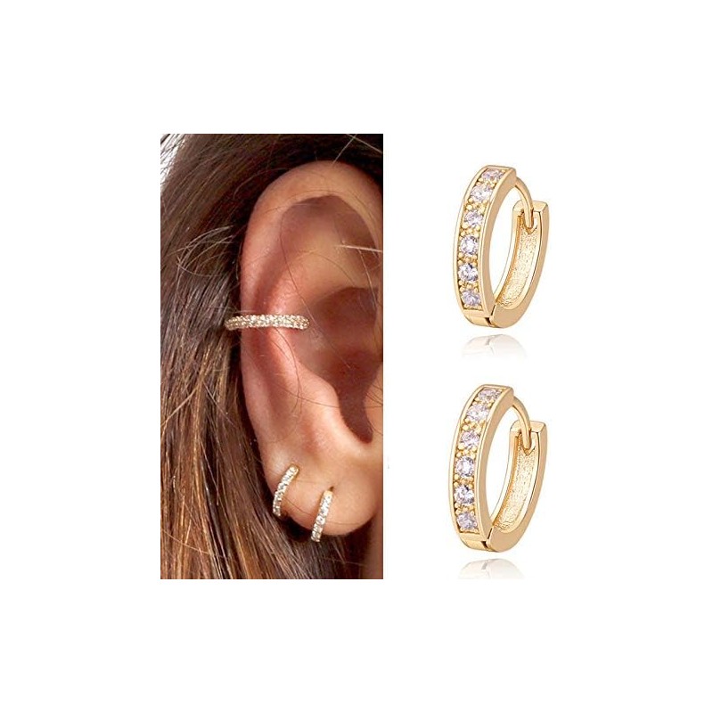 Aretes de Aro con Zirconia Cúbica para Mujer – Uplayteck