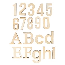Ideen mit Herz Wooden Letters & Wooden Numbers Set | Upper and Lower Case Letters | A-Z | Numbers 0-9 | 124 Pieces | Approx. 4.5 cm High | Ideal for Crafts, Painting & Decorating