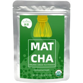 TEATREE Matcha (3.53 Oz), Polvo De Té Verde Matcha Orgánico, Matcha Puro 100  Natural Para Café Con Leche, Batidos Y Repostería.                      