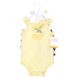 Hudson Baby Infant Girls Bodysuit, Short and Sock, Main Squeeze Lemon, 12-18 Months