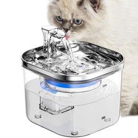 JIJO Bebedero para Gato, 304 Acero Inoxidable Fuente para Gato, 67oz/2 L, Ultrasilencioso y Sistema de Filtración de Agua Circulante de Fuente de Agua para Gatos, Dispensador de Agua para Perro