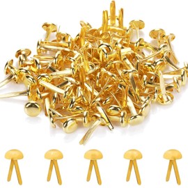 200Pcs Split, Round Metal Paper Fasteners, 8mmx17mm Split Pins Craft for DIY Scrapbooking, Stamping, Office & Household Supplies, Paper Fasteners (Gold)