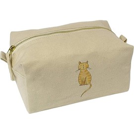 'Ginger Cat' Canvas Wash Bag/Makeup Case (CS00032669)