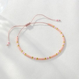 KELITCH Strand Bracelets Stackable Miyuki Bead Bracelets Women Bracelets Bohemian Jewelry (Pink 52A)