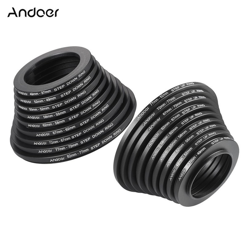 Andoer® 18pcs Step Up/Step Down Lens Filter 37 49 52