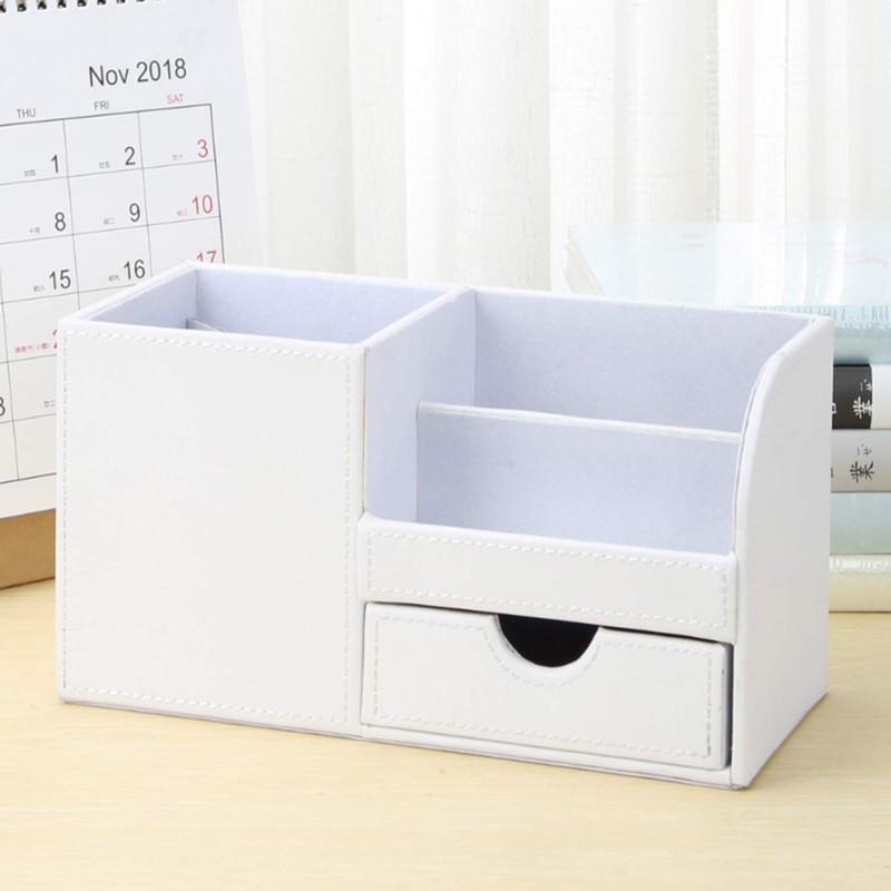 KINGFOM Desk Organiser Tidy Caddy Leather Pen Pencil Pots Holder