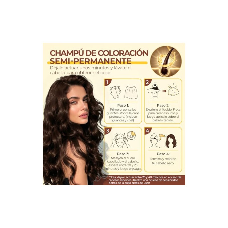 Hair Dye Shampoo Darkbrown Tinte Cubrir Canas Semi Permanent Color