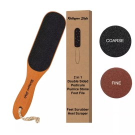 Rattygan Style Pedicure Foot File, Wooden Pedicure Feet Scrubber with Handle