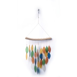 Sunset Vista Designs Handcrafted Driftwood and Sea Glass Diamond Wind Chime, Large, Margarita